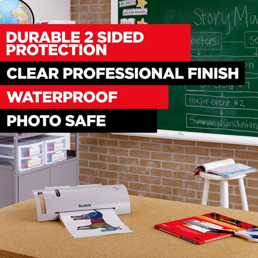 Scotch Thermal Laminating Pouches – Letter Size, 8.9 x 11.4 Inches, 3 Mil, 100 Pack, Clear Laminating Sheets