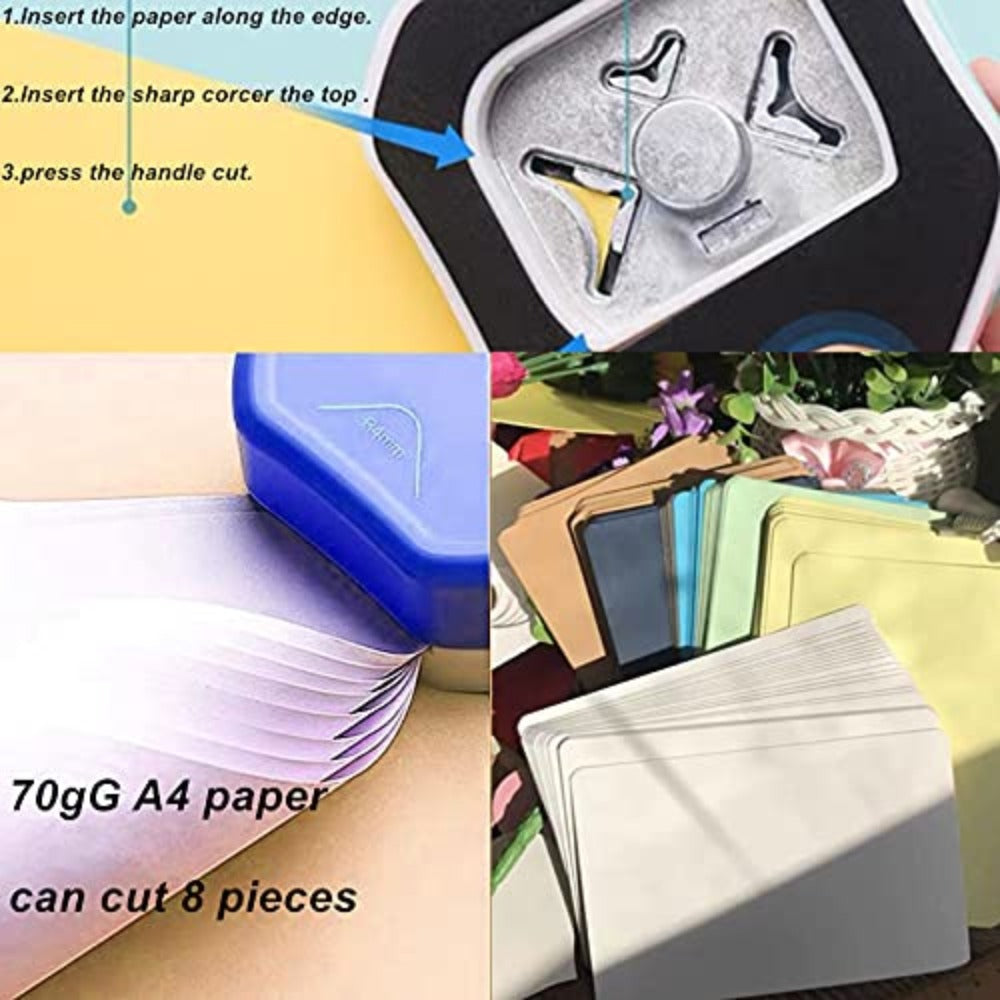 QIQQIKIN 3-in-1 Paper Corner Rounder – R4mm/R7mm/R10mm, Adjustable Corner Cutter Punch for Crafts, Photos, Cards & Scrapbooking