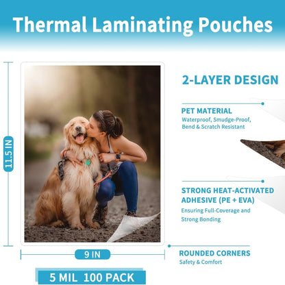 9527 Product Thermal Laminating Pouches – 5 Mil Clear Letter Size, 8.9 x 11.4 Inches, 100 Pack