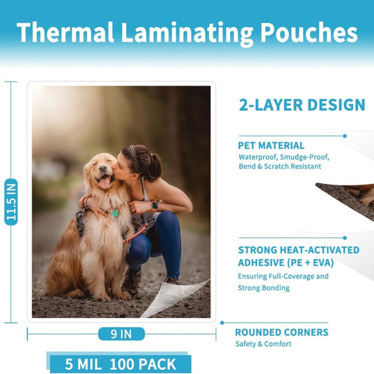 9527 Product Thermal Laminating Pouches – 5 Mil Clear Letter Size, 8.9 x 11.4 Inches, 100 Pack
